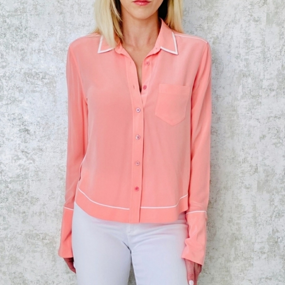 NWT Equipment Huntley with Exterior Seaming Silk Blouse Shirt